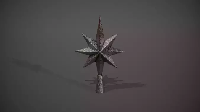 Glittery Silver Star Tree Topper Low-poly 3D model