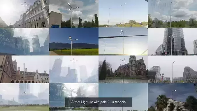 Street Light 12 with pole 2 3D Model Collection