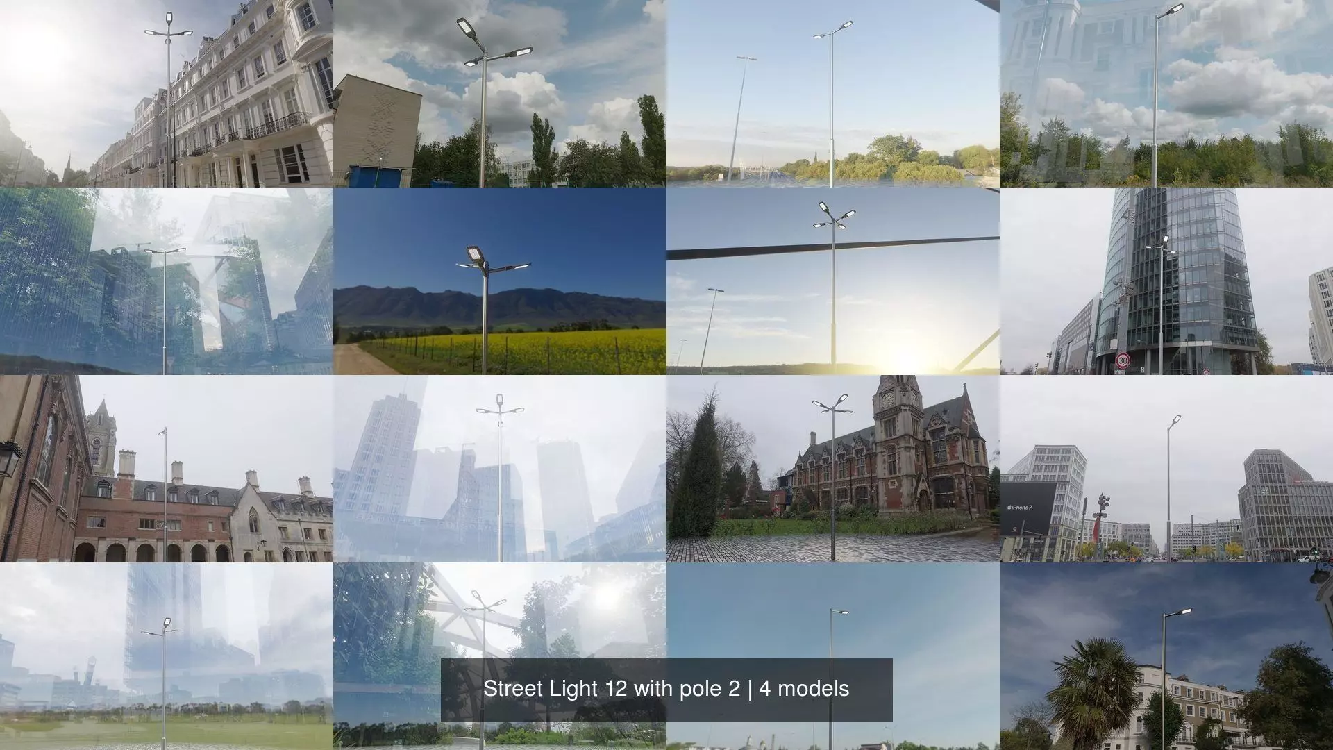 Street Light 12 with pole 2 3D Model Collection_0