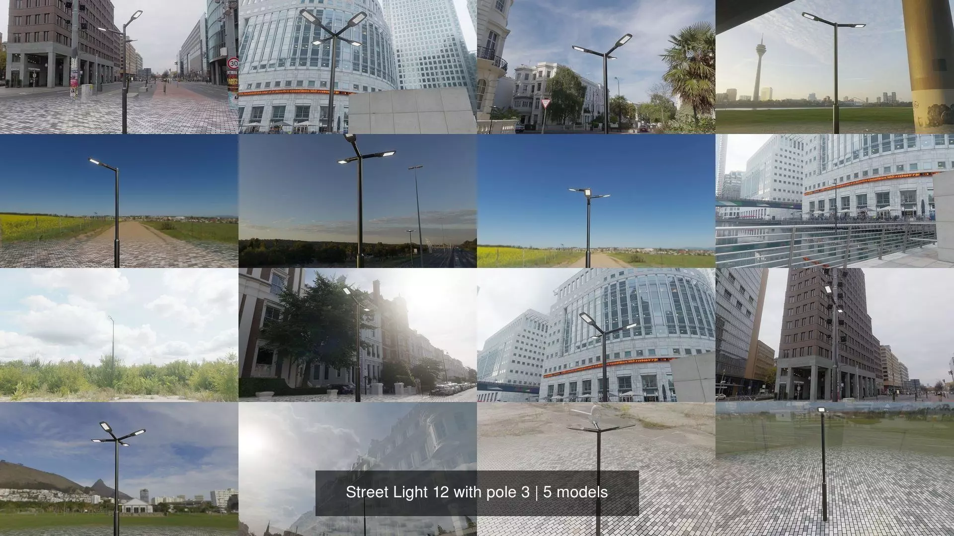 Street Light 12 with pole 3 3D Model Collection_0