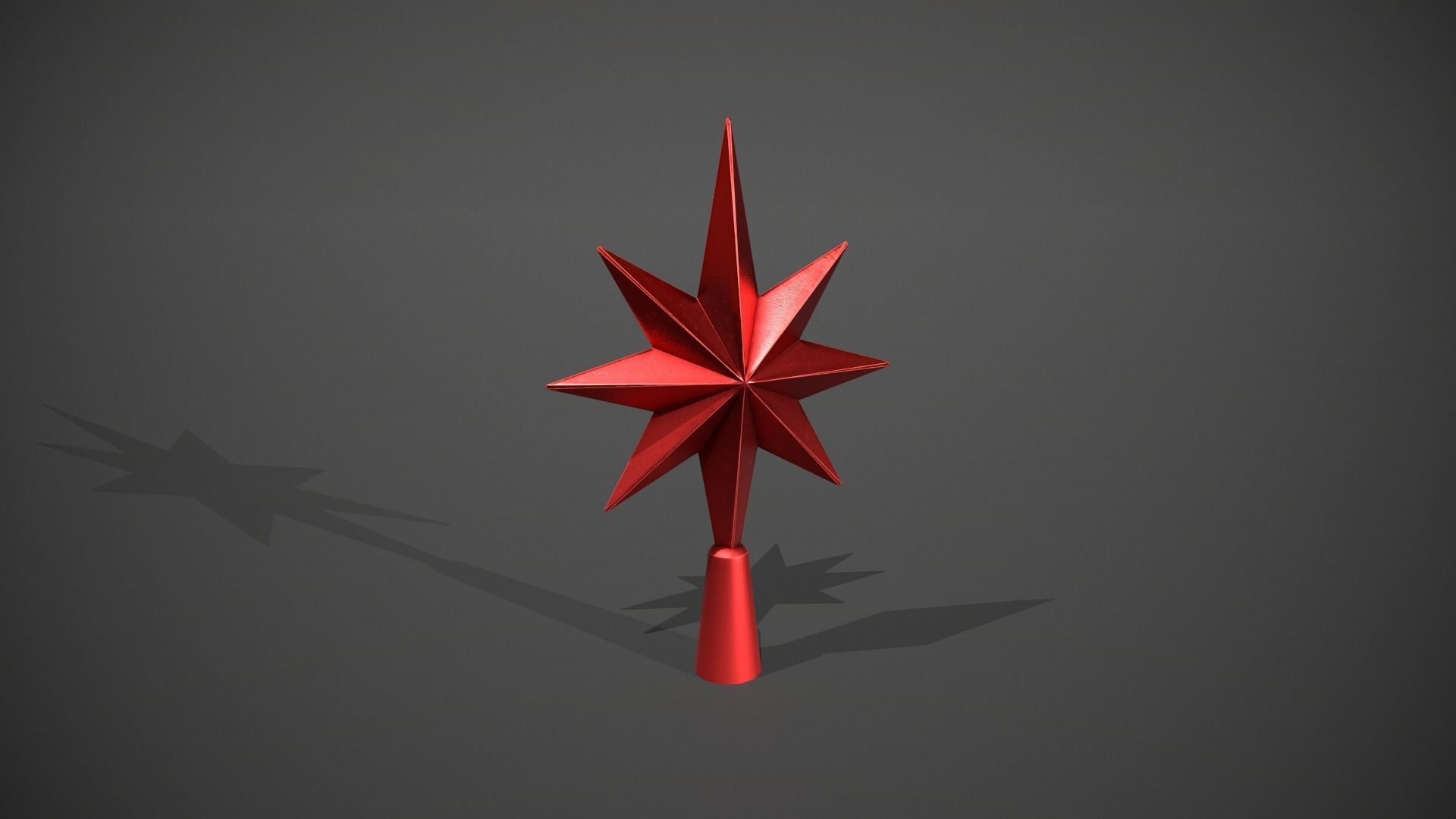 Red Star Tree Topper Low-poly 3D model_6
