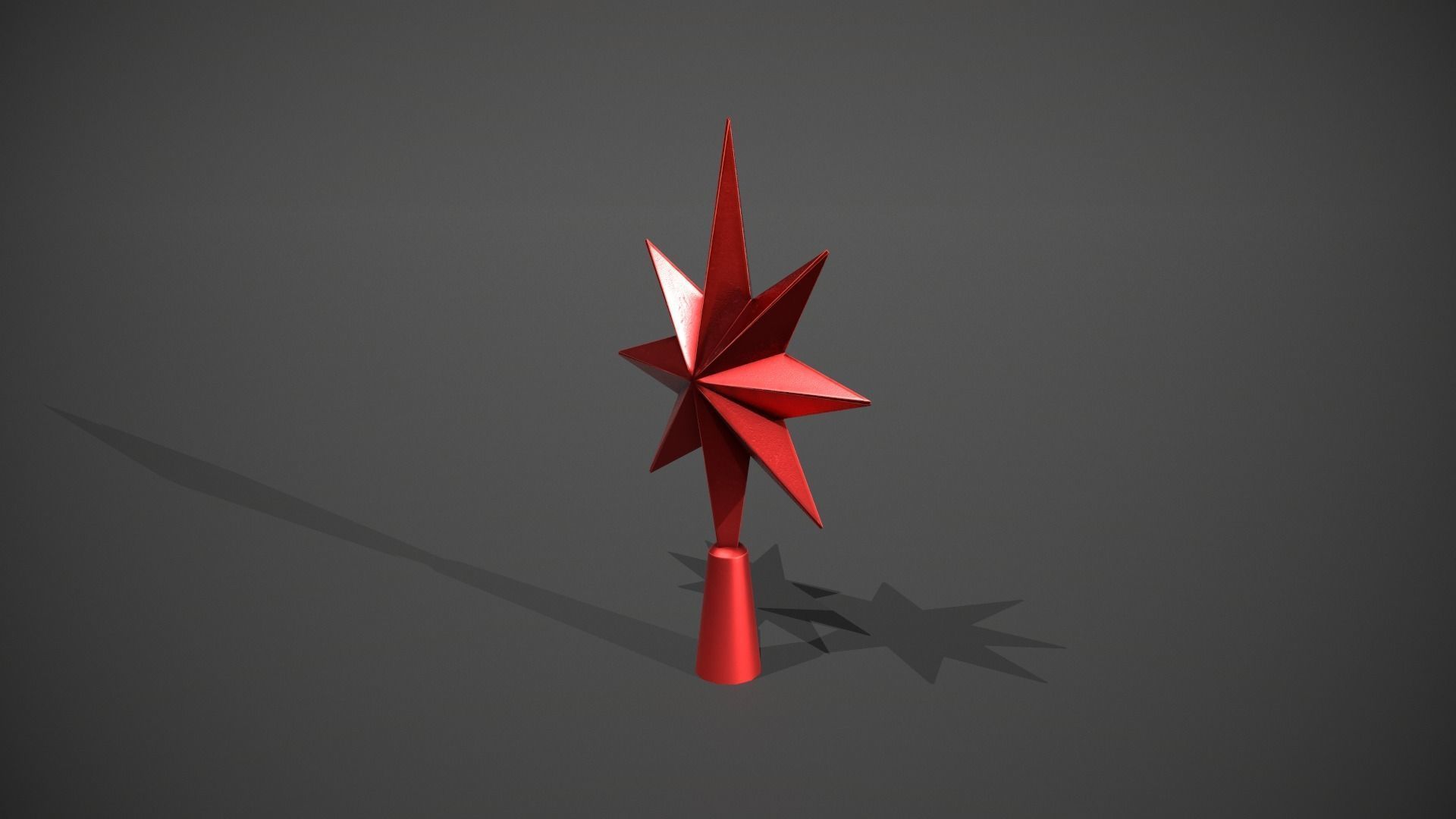 Red Star Tree Topper Low-poly 3D model_4