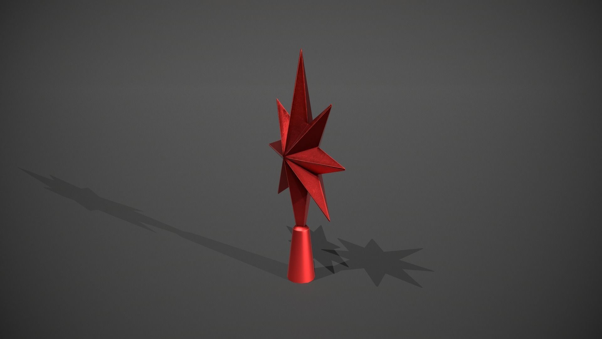 Red Star Tree Topper Low-poly 3D model_9