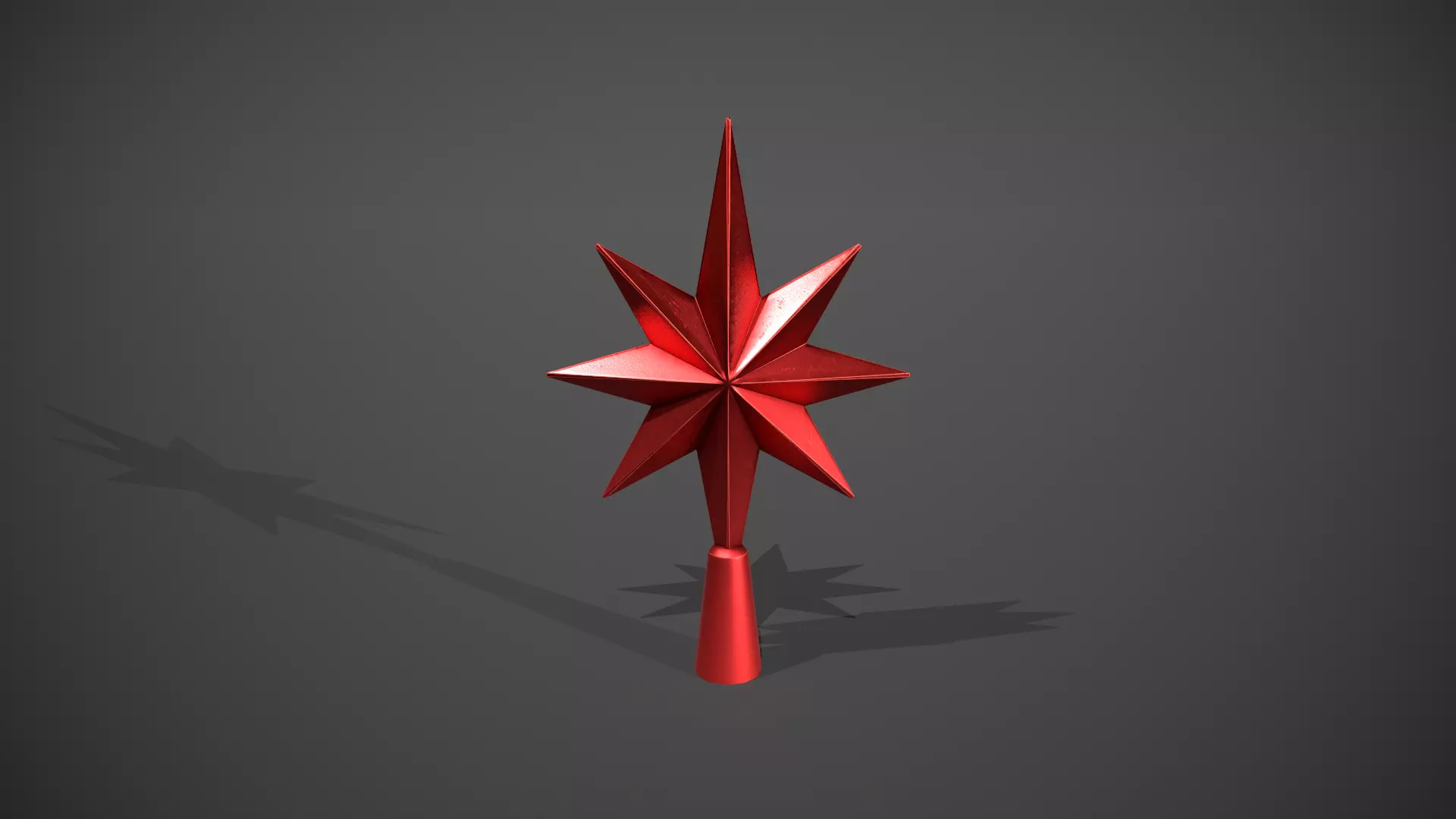 Red Star Tree Topper Low-poly 3D model_0