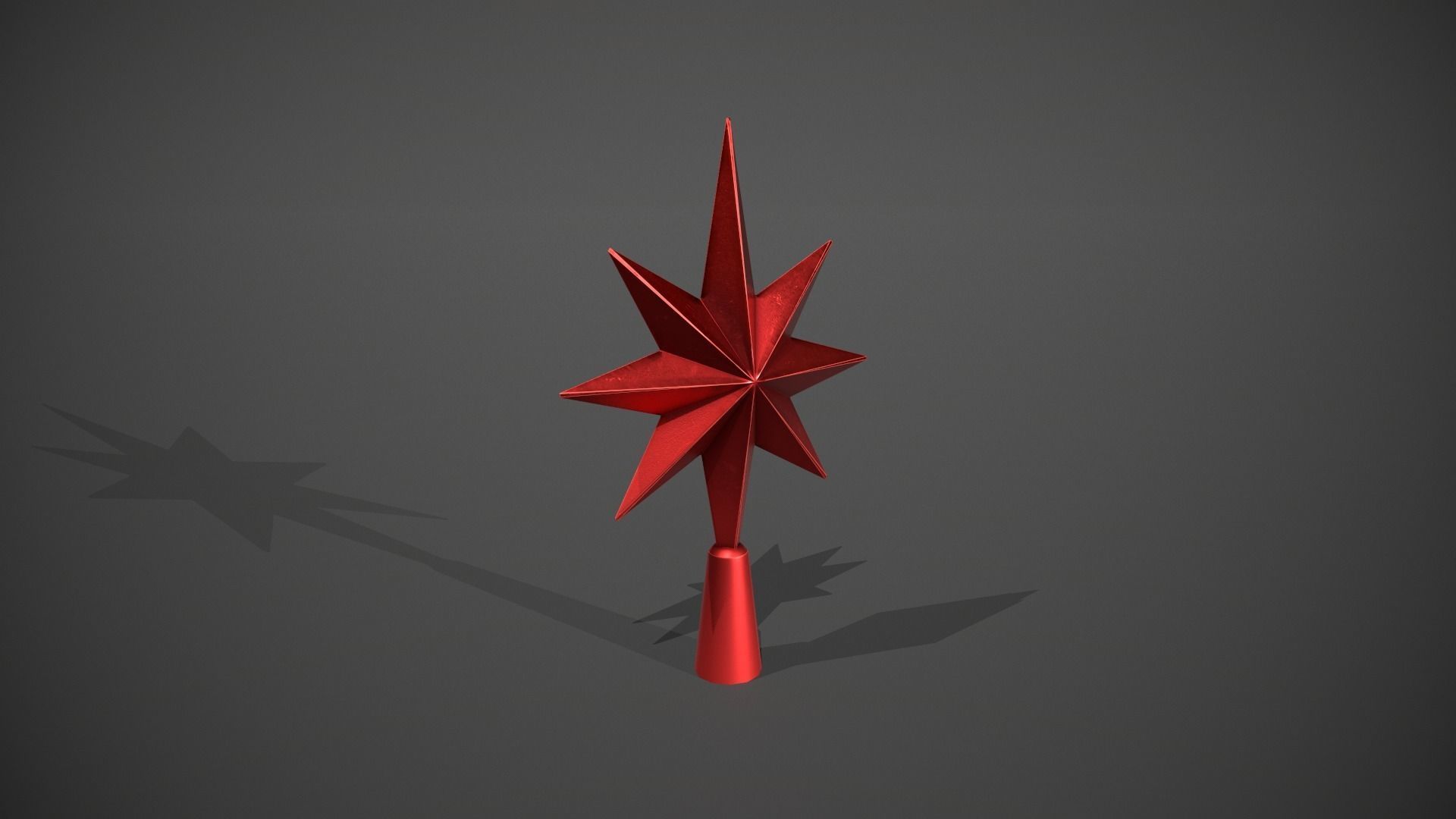 Red Star Tree Topper Low-poly 3D model_1