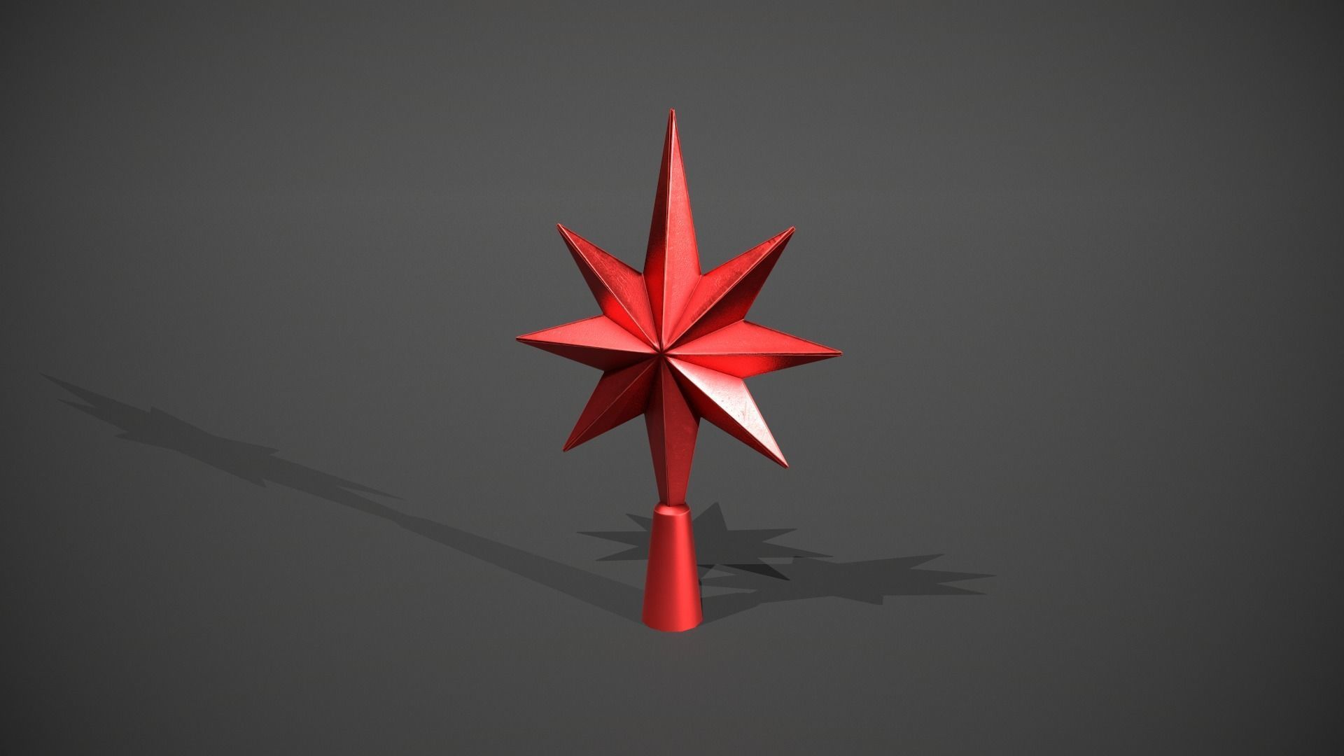 Red Star Tree Topper Low-poly 3D model_5