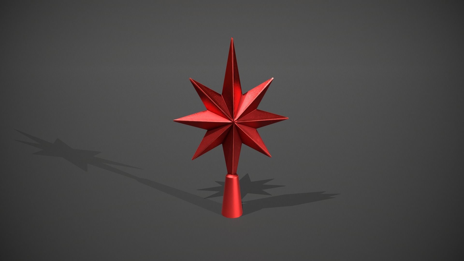 Red Star Tree Topper Low-poly 3D model_11