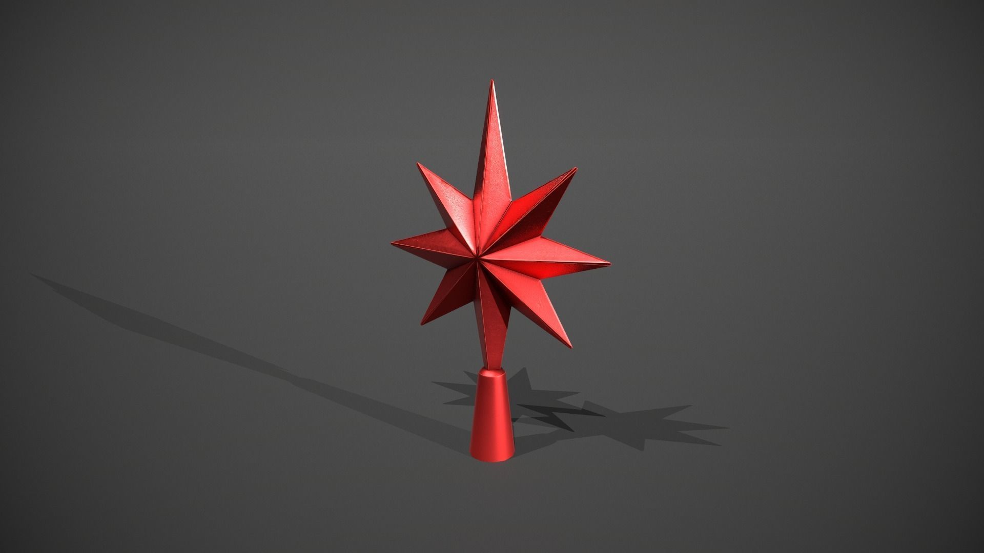 Red Star Tree Topper Low-poly 3D model_10