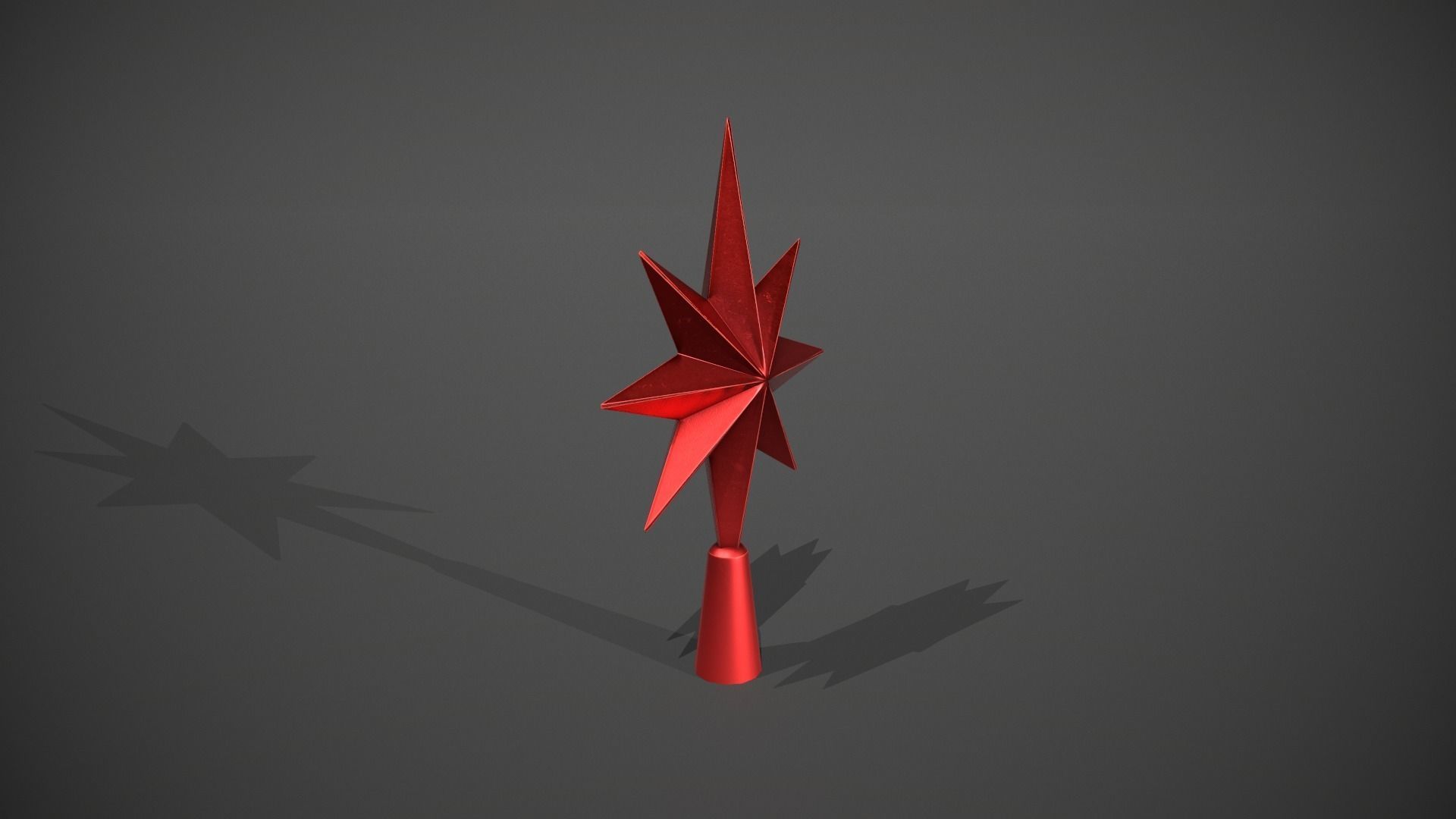 Red Star Tree Topper Low-poly 3D model_7