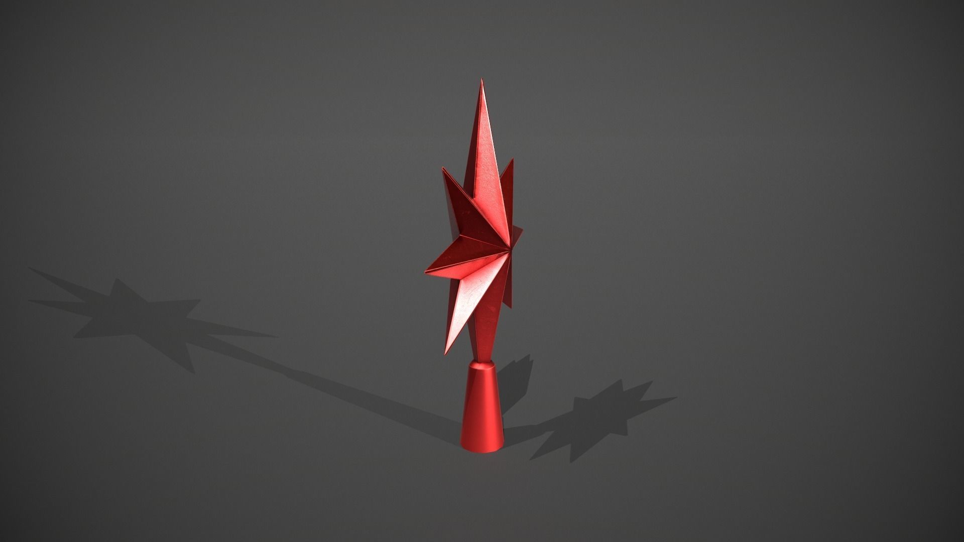 Red Star Tree Topper Low-poly 3D model_2