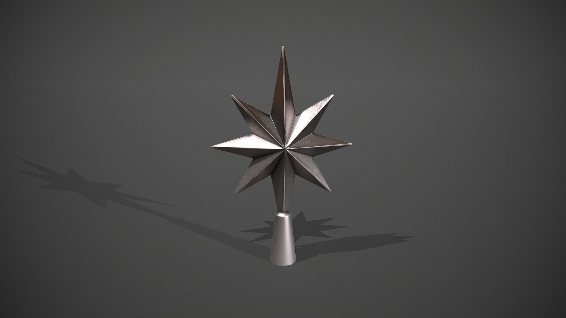 Silver Star Tree Topper Low-poly 3D model_11