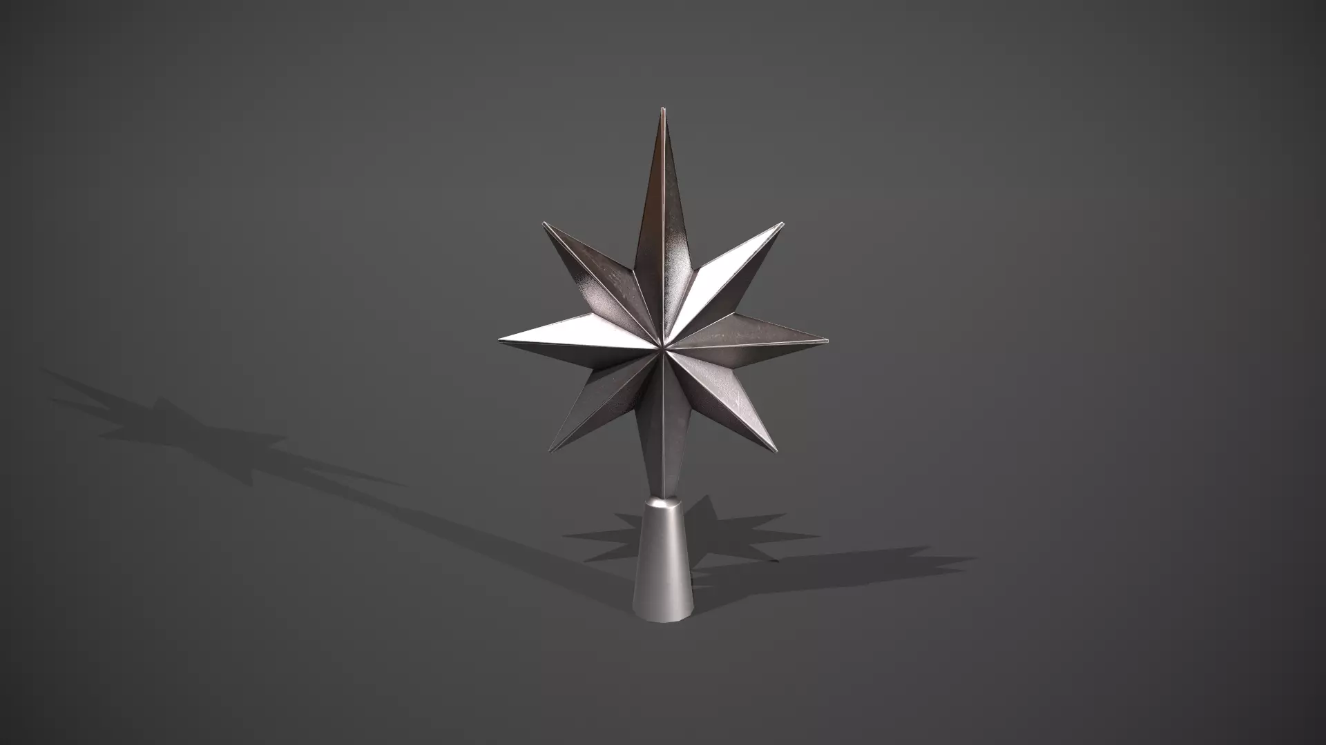Silver Star Tree Topper Low-poly 3D model_0