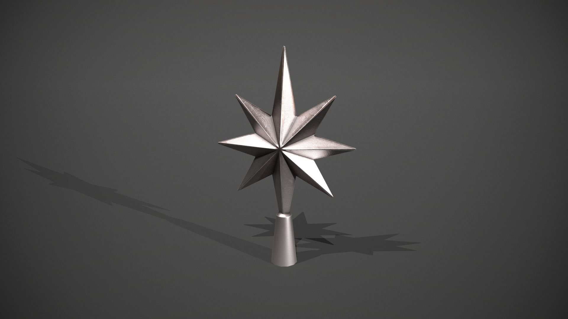 Silver Star Tree Topper Low-poly 3D model_5