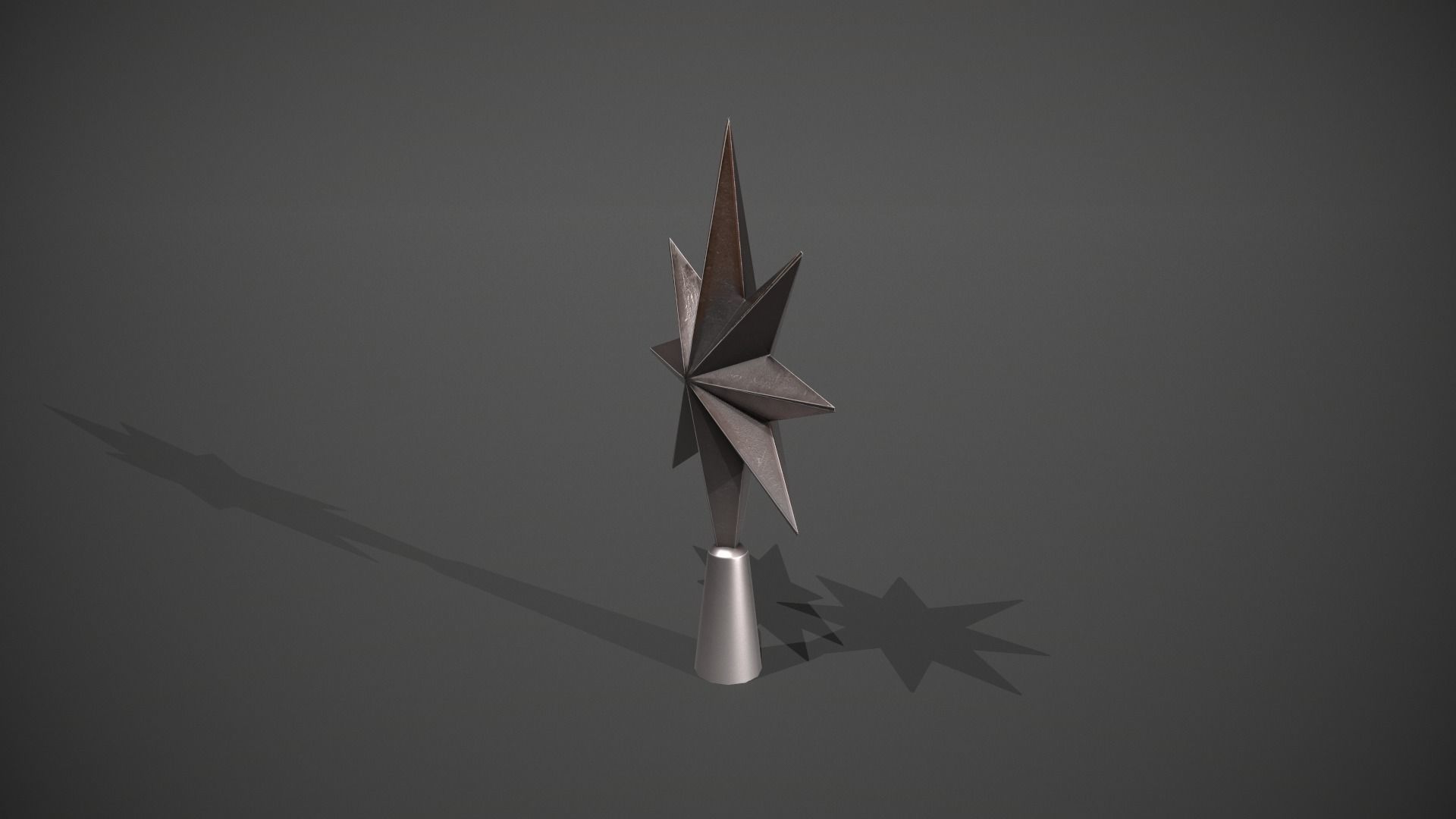Silver Star Tree Topper Low-poly 3D model_9