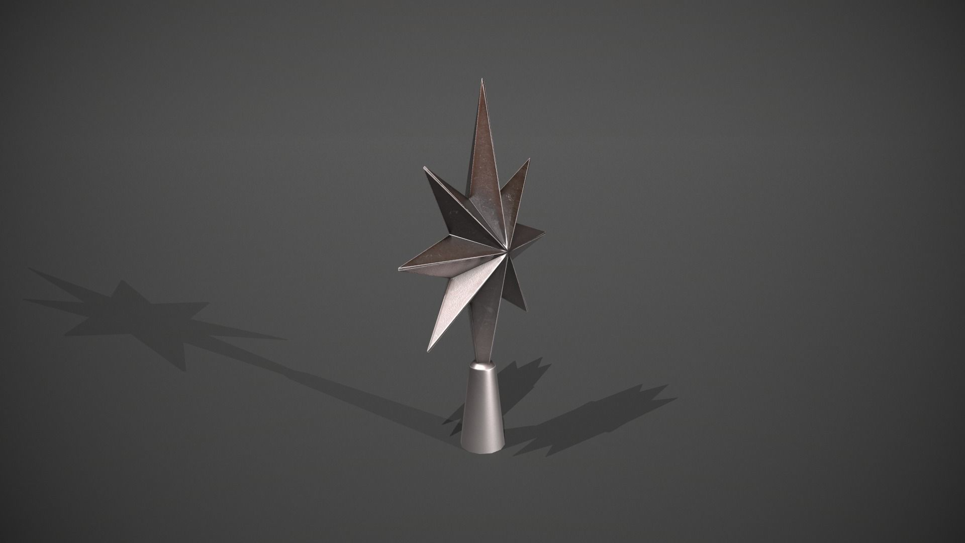 Silver Star Tree Topper Low-poly 3D model_7