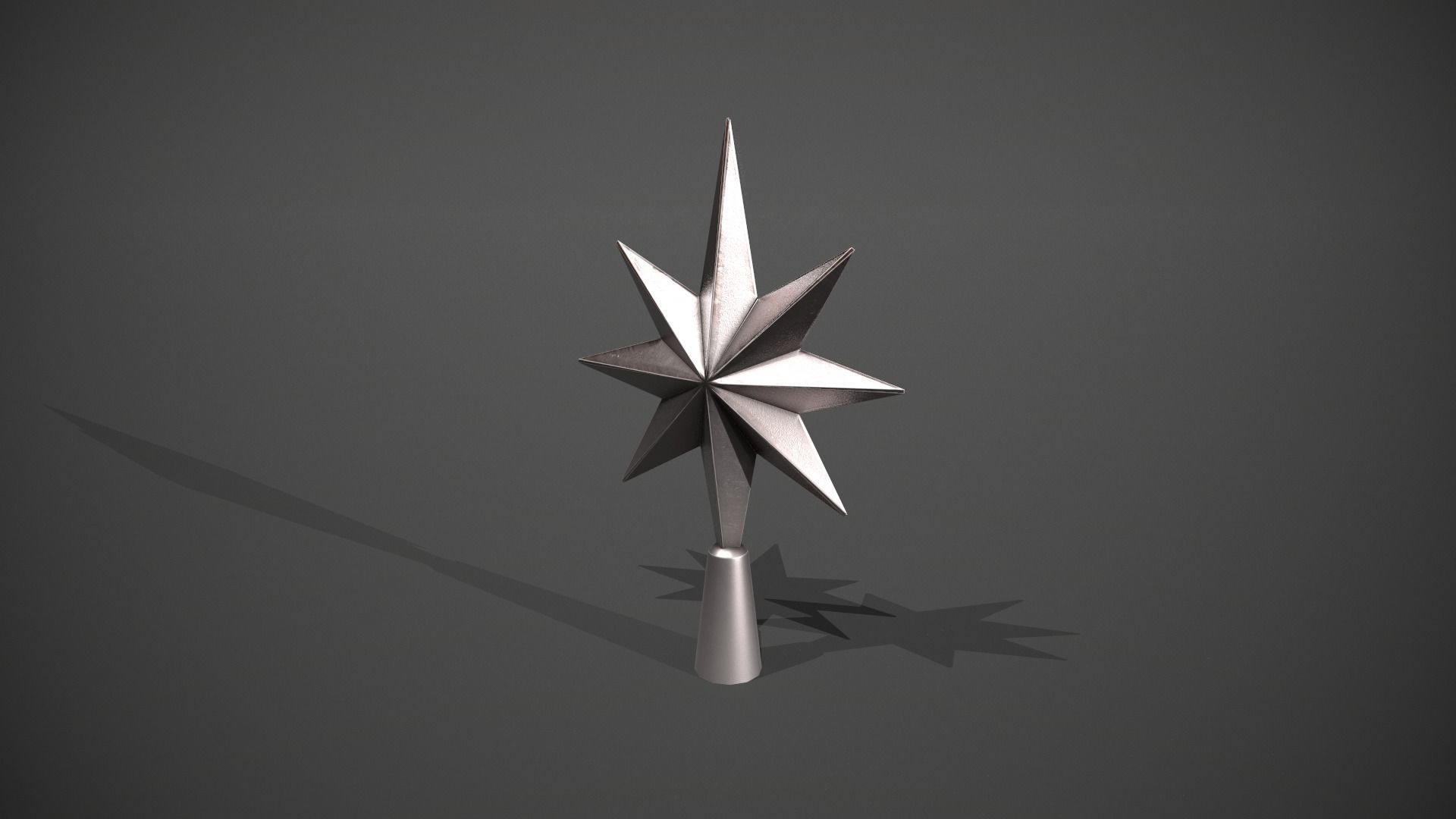 Silver Star Tree Topper Low-poly 3D model_10