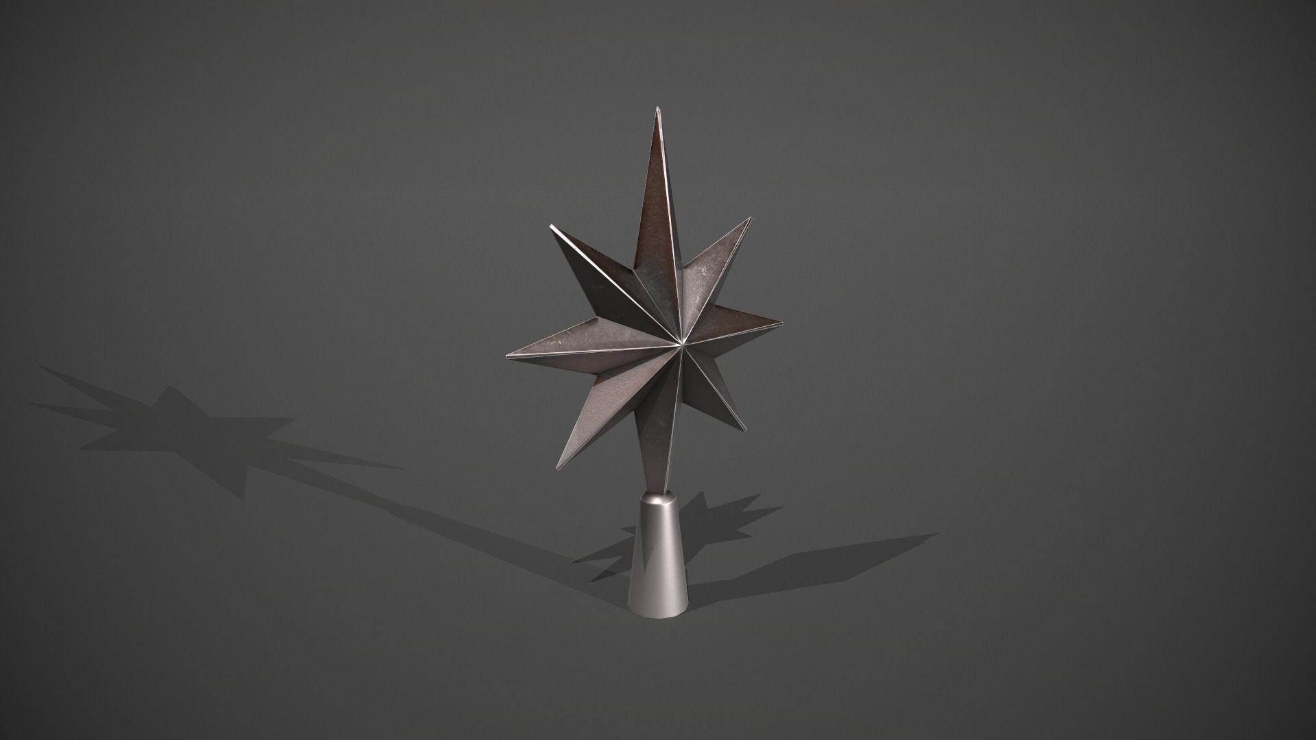 Silver Star Tree Topper Low-poly 3D model_1