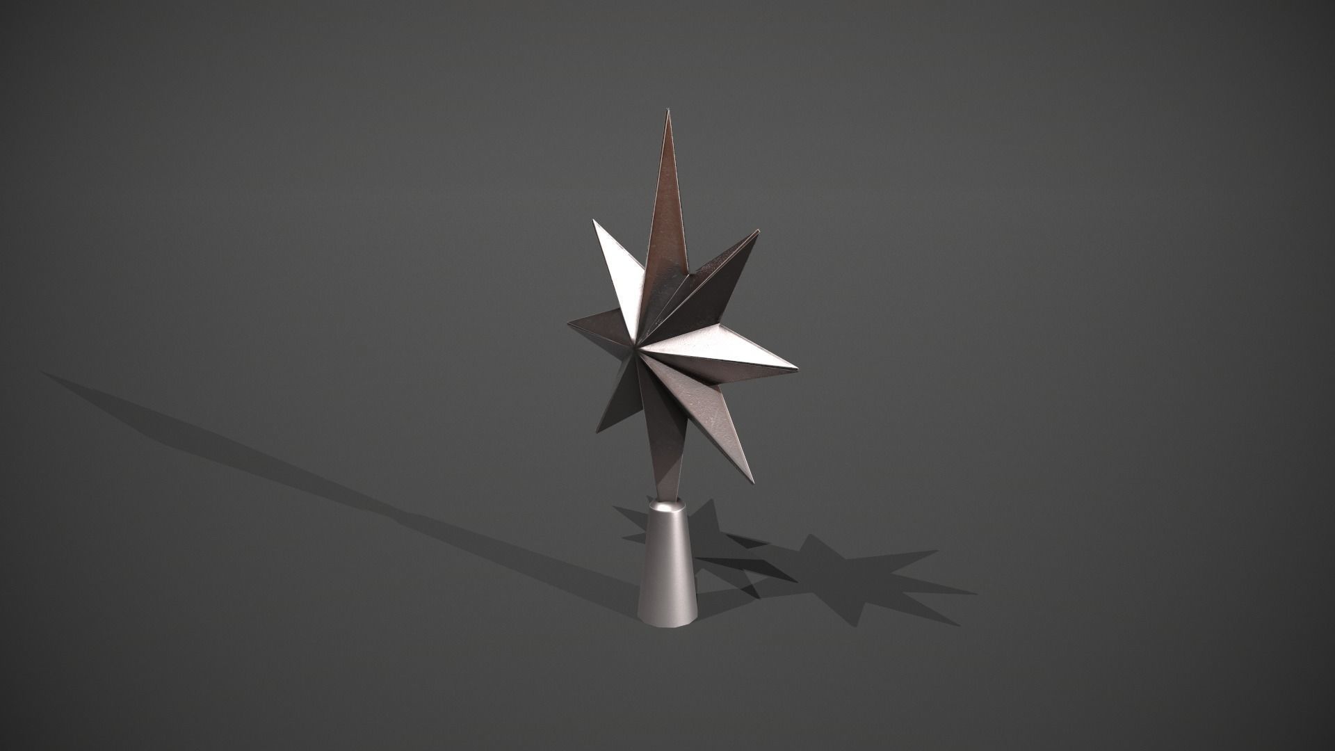 Silver Star Tree Topper Low-poly 3D model_4