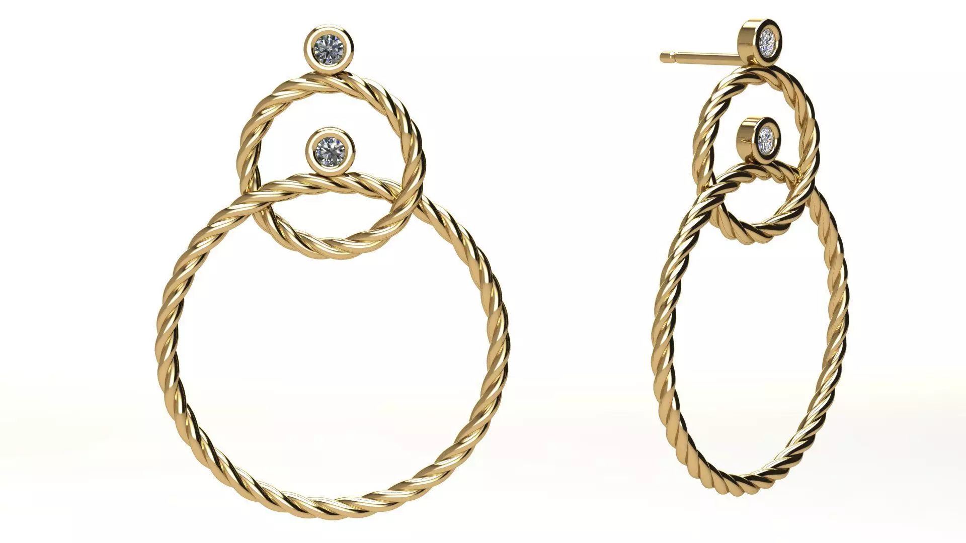 Diamond Inter Cable Earrings 3D print model