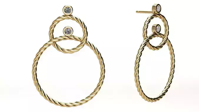 Diamond Inter Cable Earrings
