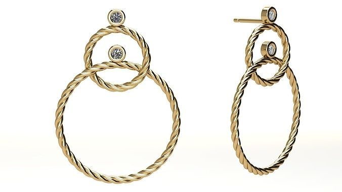 Diamond Inter Cable Earrings 3D print model