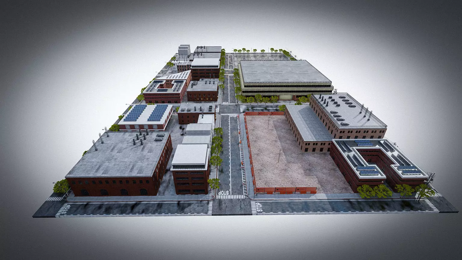 URBAN CITY SCENE Low-poly 3D model_0