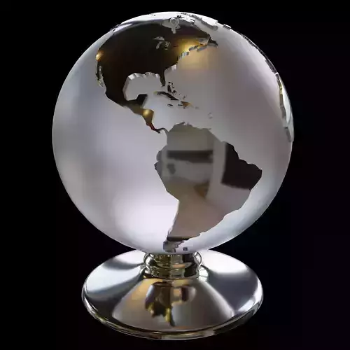 Earth globe table figurine made of metal and glass