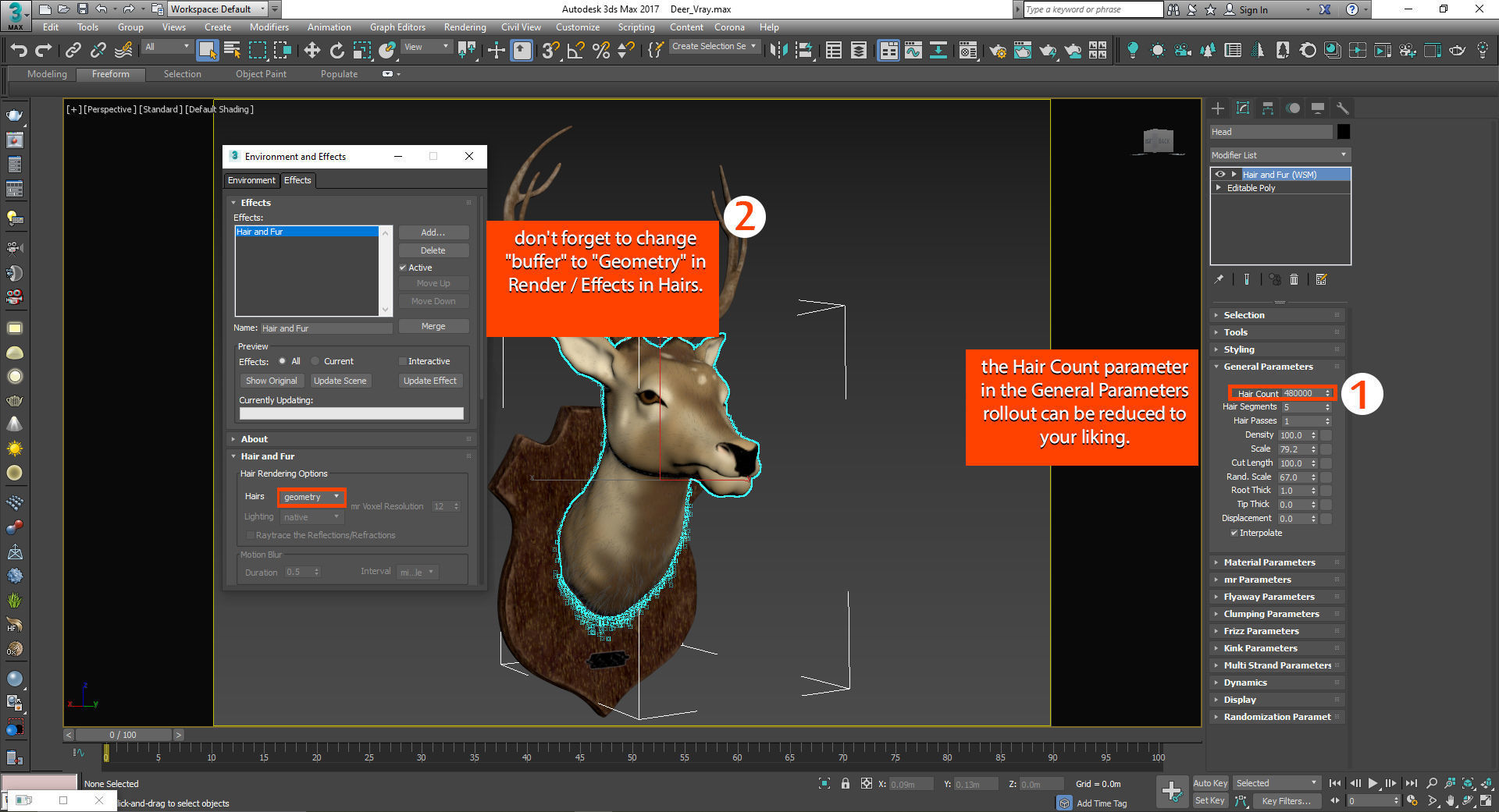 Deer head 3d model Low-poly 3D model_3