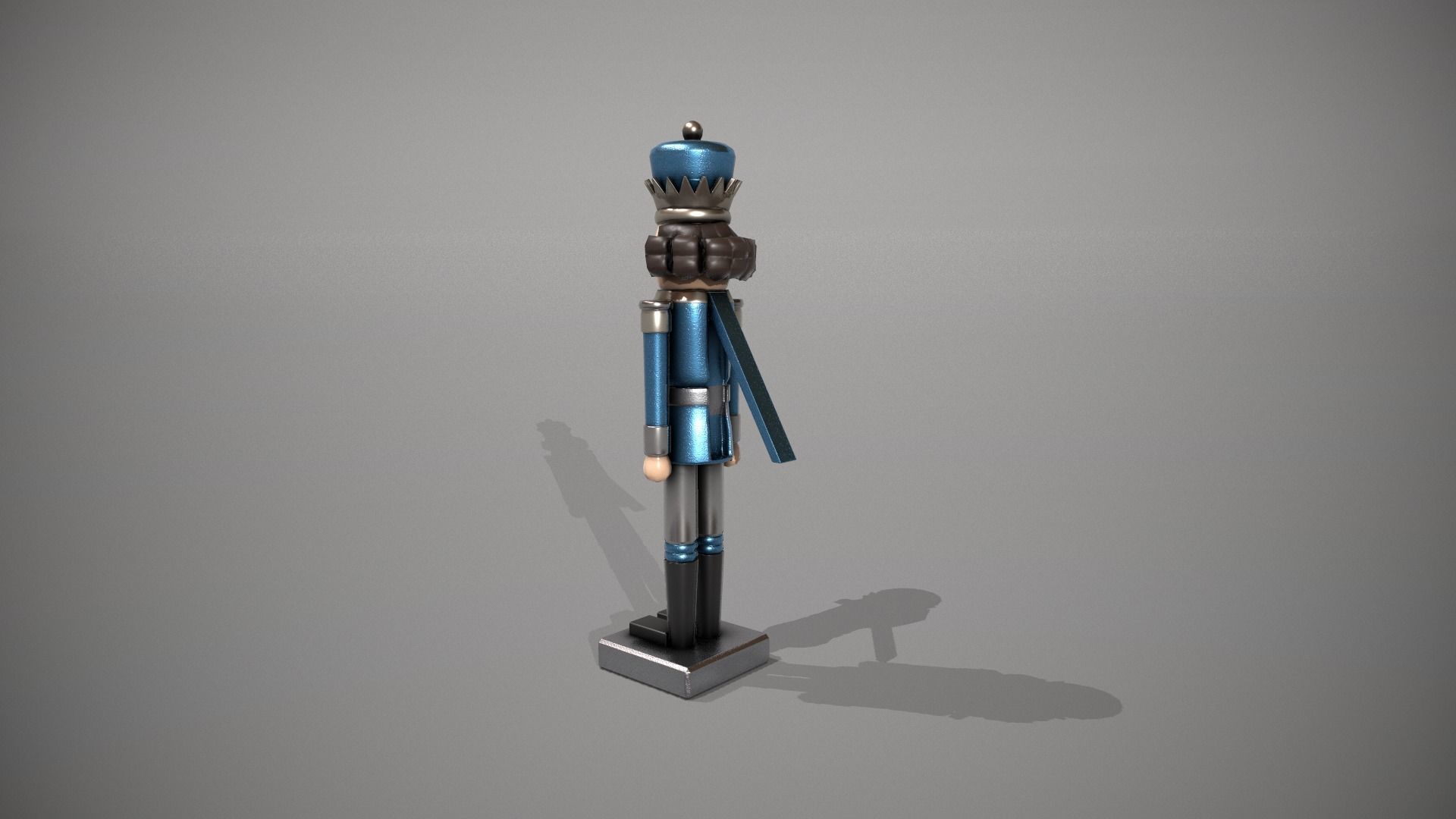 Glittery Blue Nut Cracker Low-poly 3D model_8