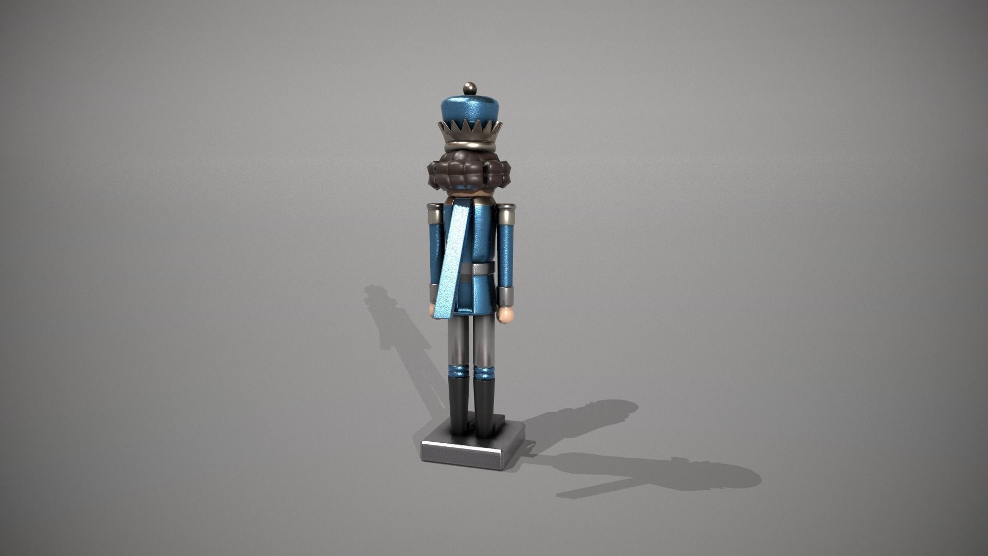 Glittery Blue Nut Cracker Low-poly 3D model_6