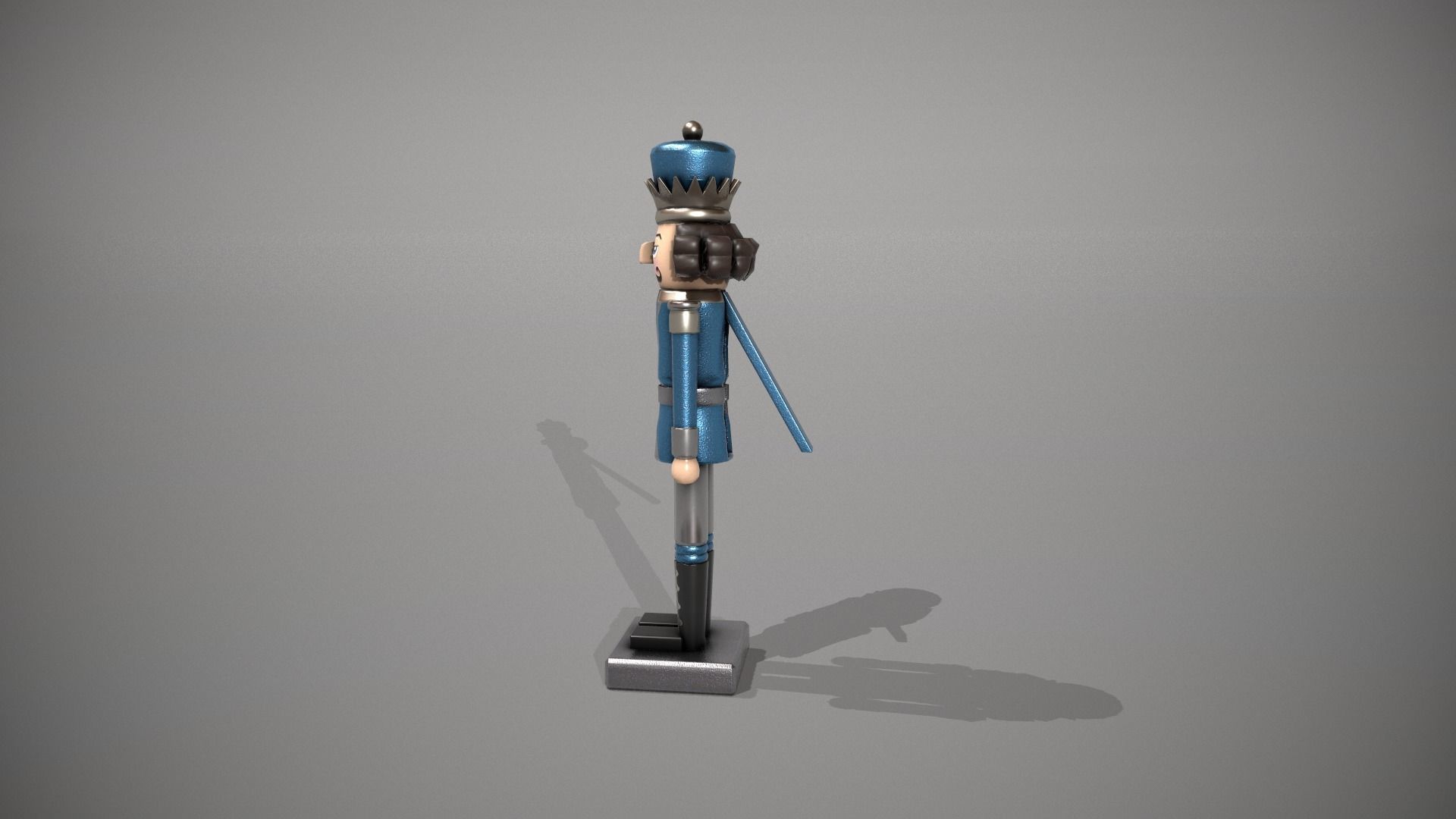 Glittery Blue Nut Cracker Low-poly 3D model_9