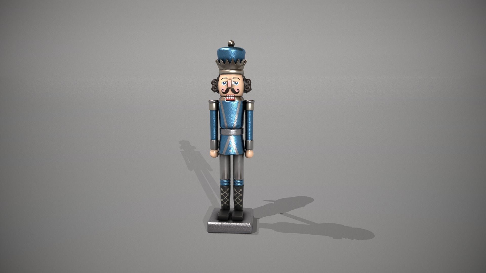 Glittery Blue Nut Cracker Low-poly 3D model_1