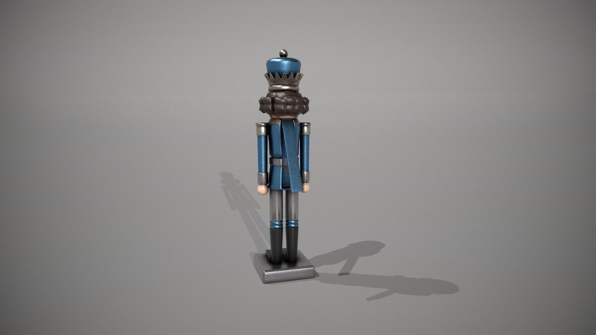 Glittery Blue Nut Cracker Low-poly 3D model_7