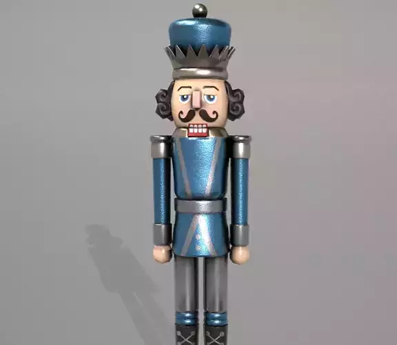 Glittery Blue Nut Cracker Low-poly 3D model