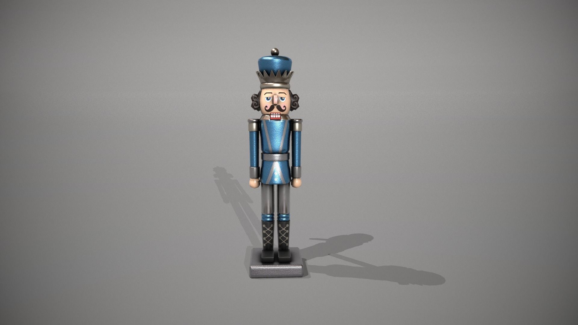 Glittery Blue Nut Cracker Low-poly 3D model_12