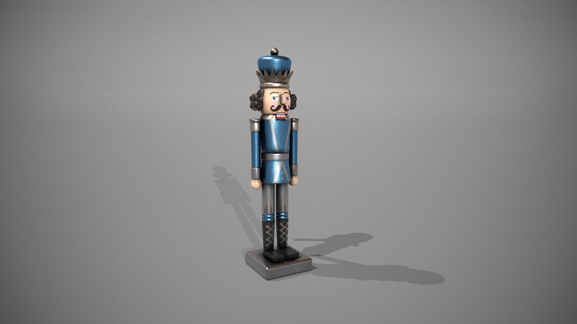 Glittery Blue Nut Cracker Low-poly 3D model_2