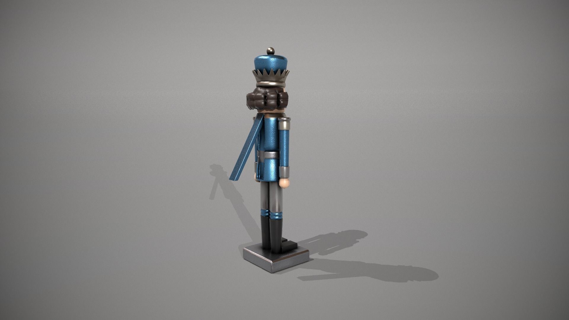 Glittery Blue Nut Cracker Low-poly 3D model_5