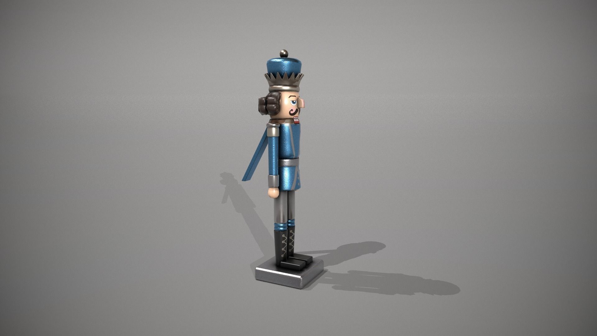 Glittery Blue Nut Cracker Low-poly 3D model_3