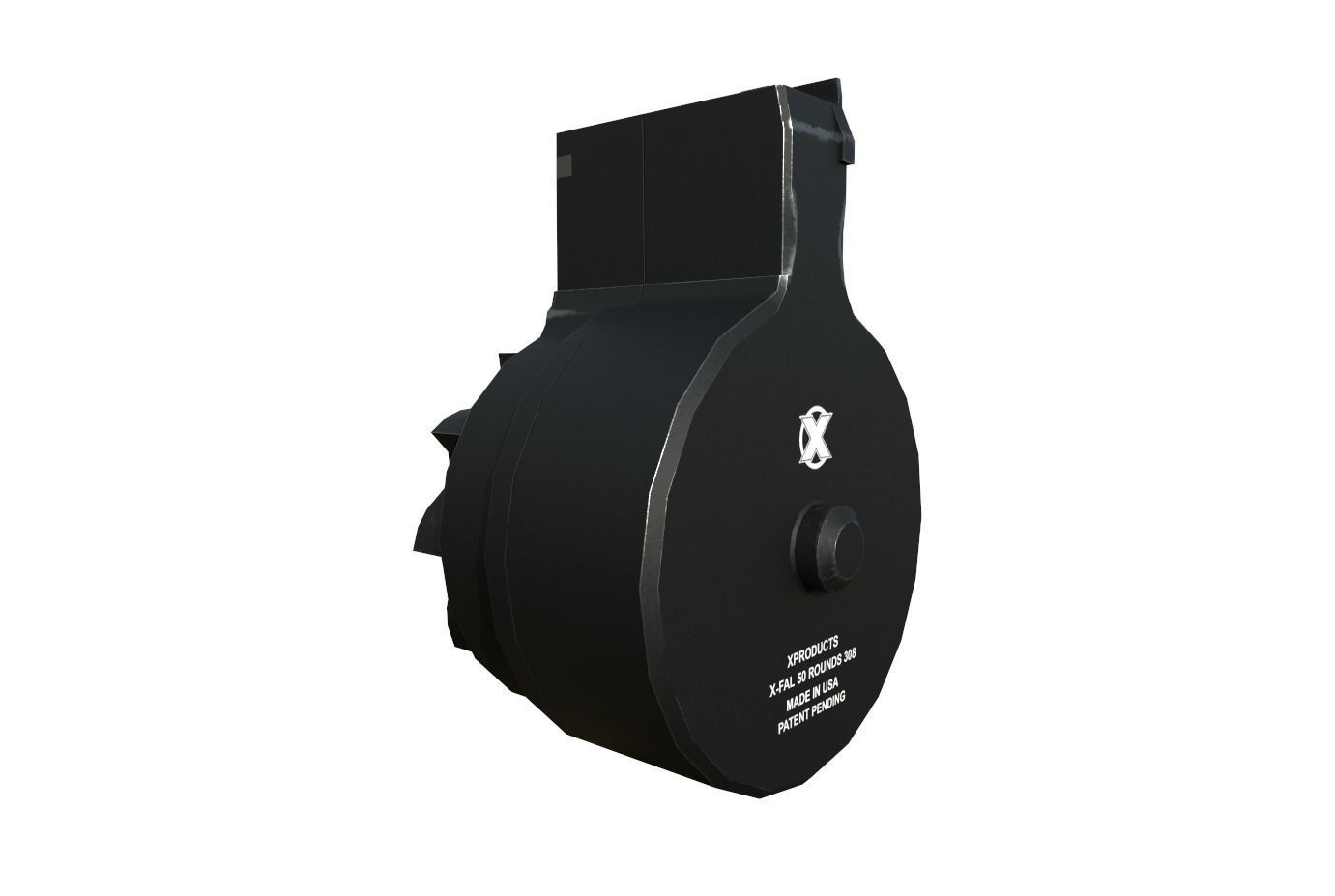X FAL 50 Round Drum Magazine For 308 Rifles Low Poly PBR Low-poly 3D model_6