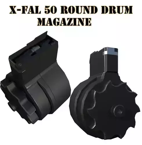 X FAL 50 Round Drum Magazine For 308 Rifles Low Poly PBR Low-poly 3D model X FAL 50 Round Drum Magazine For 308 Rifles Low Poly PBR Low-poly 3D model