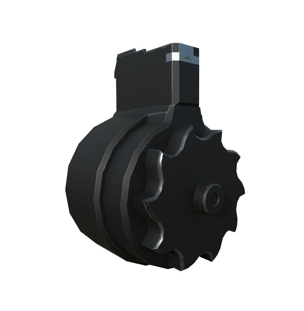 X FAL 50 Round Drum Magazine For 308 Rifles Low Poly PBR Low-poly 3D model_7