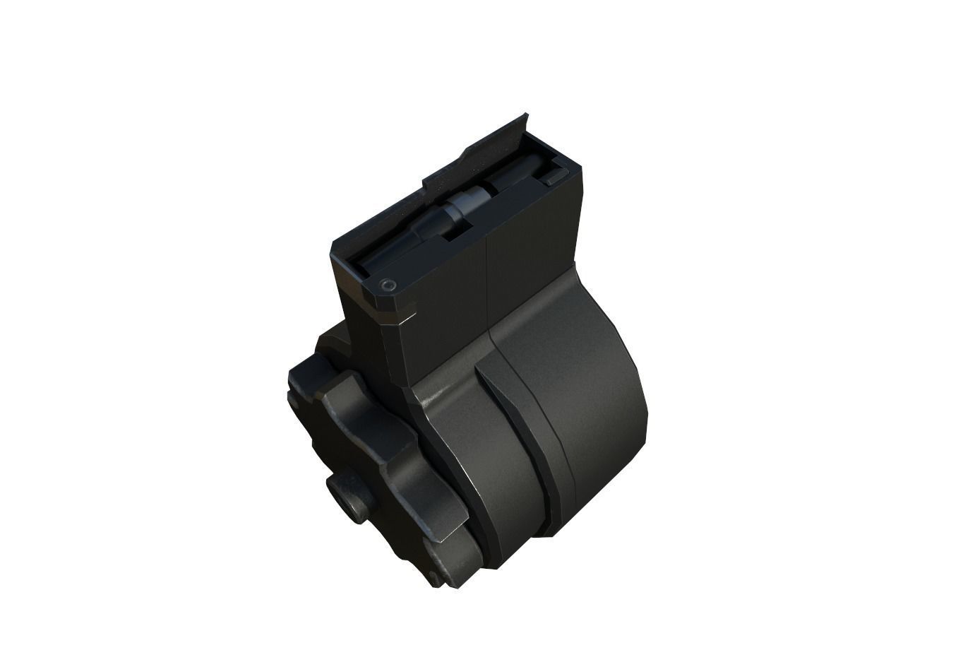 X FAL 50 Round Drum Magazine For 308 Rifles Low Poly PBR Low-poly 3D model_3