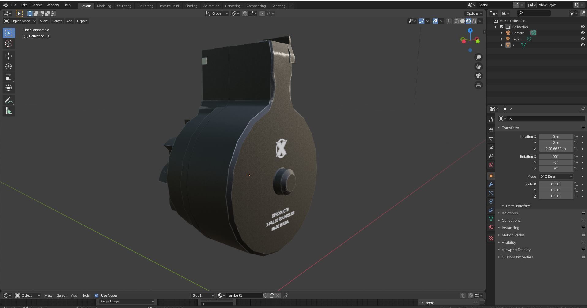 X FAL 50 Round Drum Magazine For 308 Rifles Low Poly PBR Low-poly 3D model_17