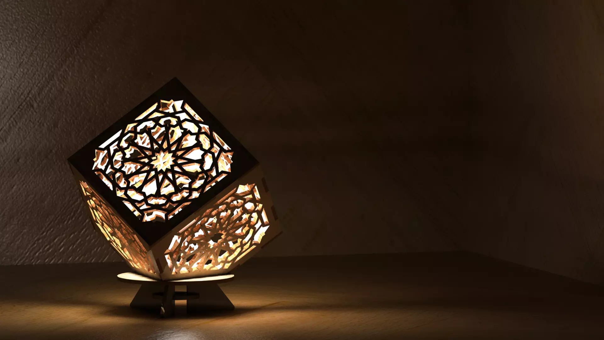 Wooden Arabesque Lantern Box 3D model