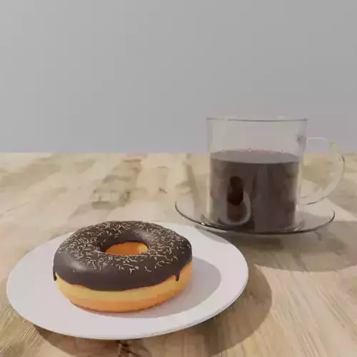 Chocolate donut and coffee 