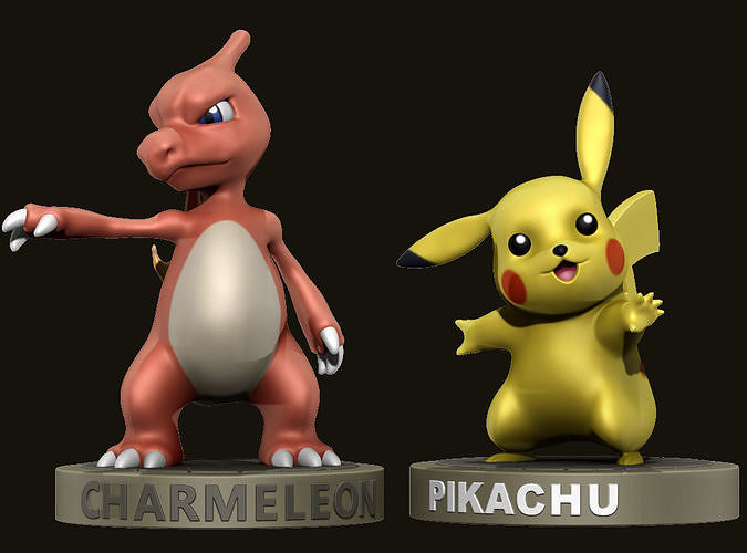 Pokemons - Pikachu and Charmeleon  3D print model