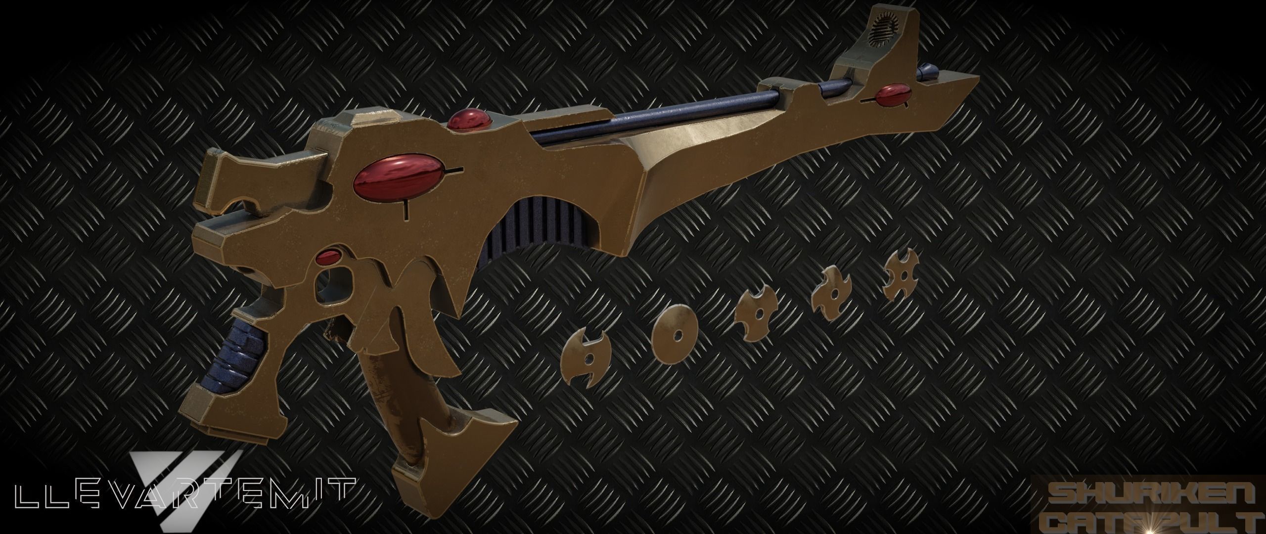 Shuriken Catapult Warhammer 40000 Eldar Low-poly 3D model_3