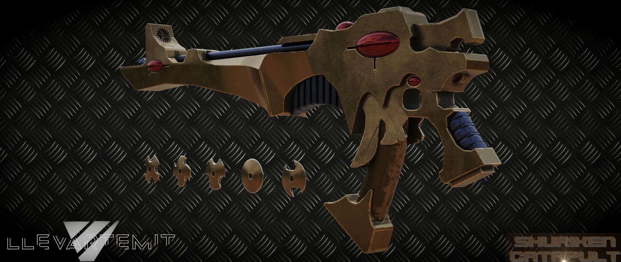 Shuriken Catapult Warhammer 40000 Eldar Low-poly 3D model_4