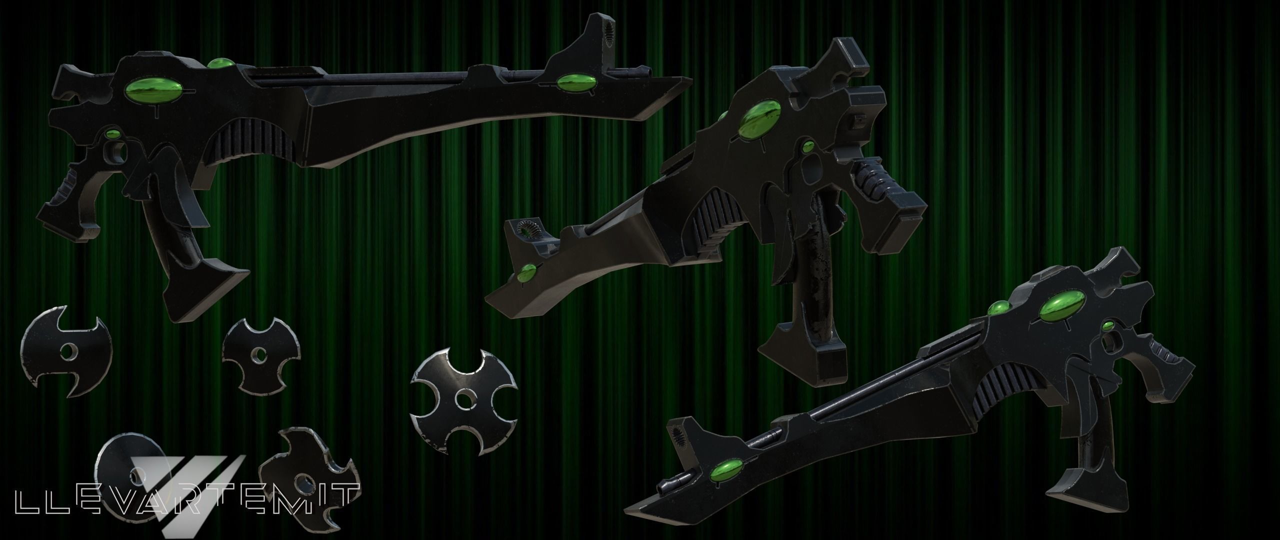 Shuriken Catapult Warhammer 40000 Eldar Low-poly 3D model_11