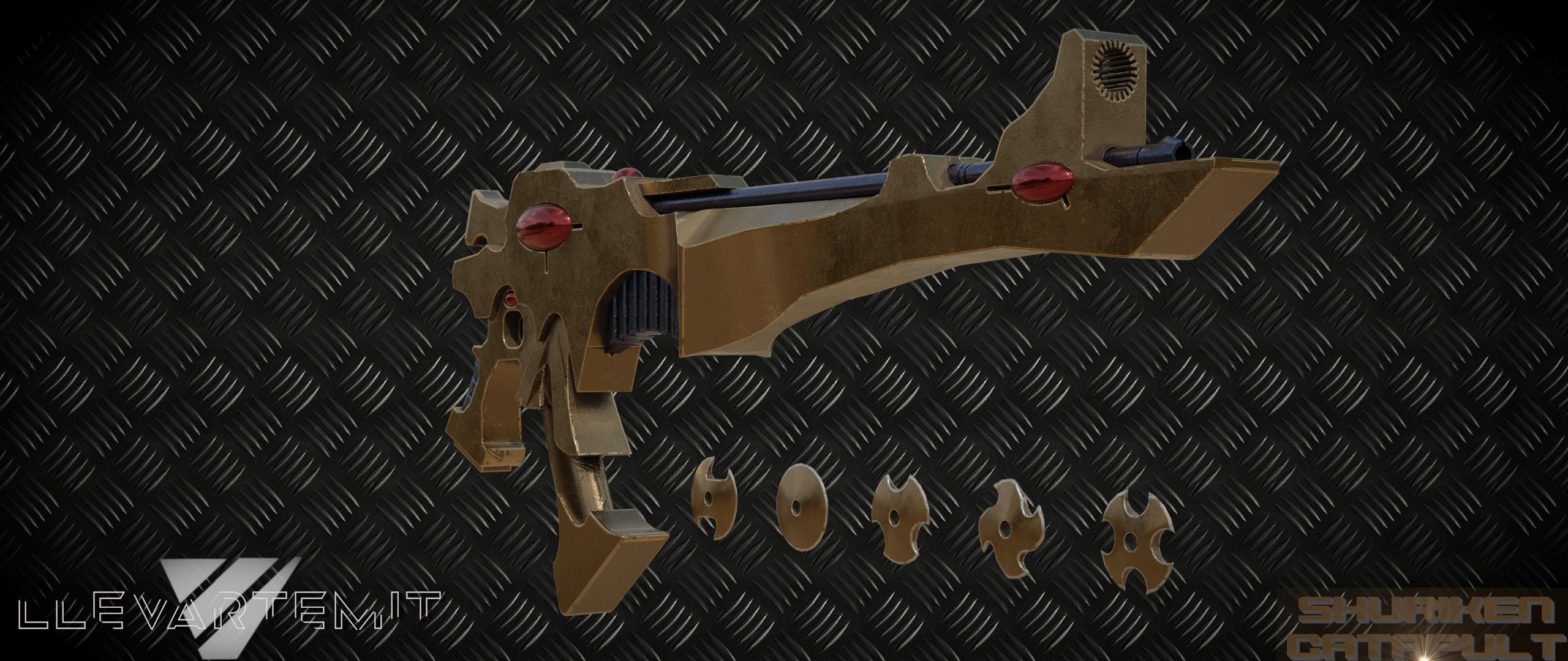 Shuriken Catapult Warhammer 40000 Eldar Low-poly 3D model_2